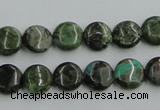 CBG14 15.5 inches 10mm flat round bronze green gemstone beads