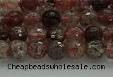 CBQ321 15.5 inches 6mm faceted round strawberry quartz beads