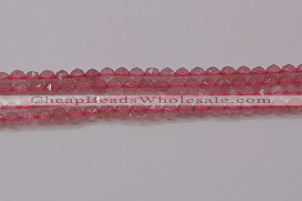 CBQ437 15.5 inches 8mm faceted nuggets strawberry quartz beads