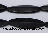 CBS14 15.5 inches 12*40mm marquise black stone beads wholesale