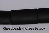 CBS16 15.5 inches 18*30mm rectangle black stone beads wholesale