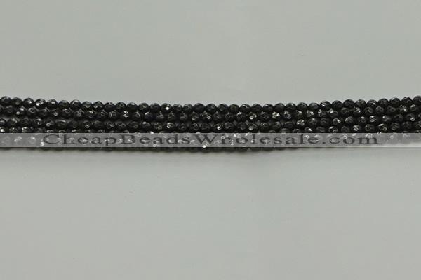 CBS534 15.5 inches 3mm faceted round black spinel beads