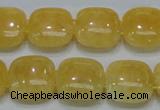 CCA14 15.5 inches 15*15mm square double drilled yellow calcite beads