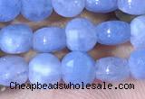 CCB1033 15 inches 4mm faceted coin aquamarine beads