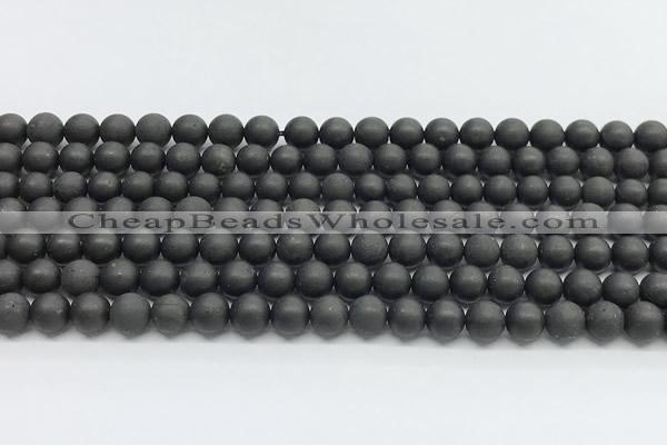 CCB1186 15 inches 6mm round matte shungite gemstone beads