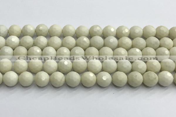 CCB1212 15 inches 10mm faceted round ivory jasper beads