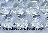 CCB1330 15 inches 8mm faceted coin white crystal beads