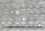 CCB1366 15 inches 4mm faceted coin white moonstone beads