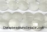 CCB1400 15 inches 6mm faceted coin white moonstone beads