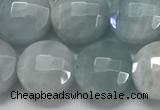 CCB680 15.5 inches 10mm faceted coin aquamarine gemstone beads