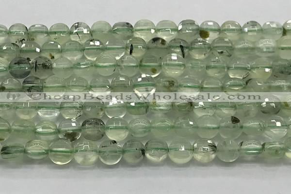 CCB728 15.5 inches 8mm faceted coin prehnite gemstone beads