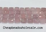 CCB888 11*15mm-12*16mm faceted cuboid rose quartz beads wholesale