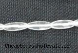 CCC265 6*16mm faceted rice grade A natural white crystal beads