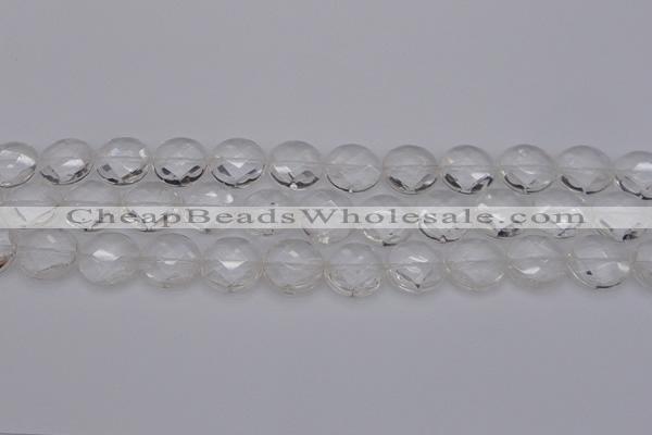 CCC506 15.5 inches 16mm faceted coin natural white crystal beads