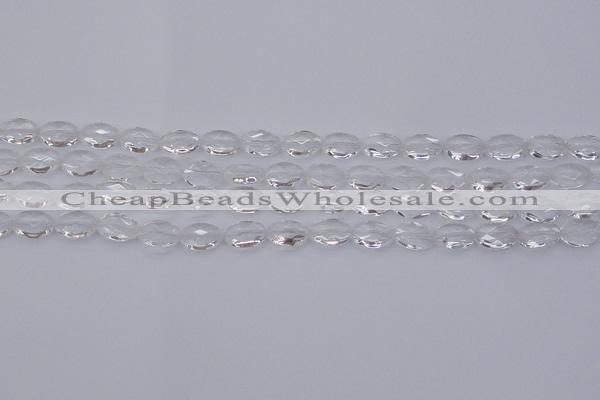 CCC512 15.5 inches 8*12mm faceted oval natural white crystal beads