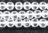 CCC611 15.5 inches 6mm faceted round matte natural white crystal beads
