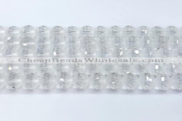 CCC642 15 inches 10mm faceted round white crystal beads