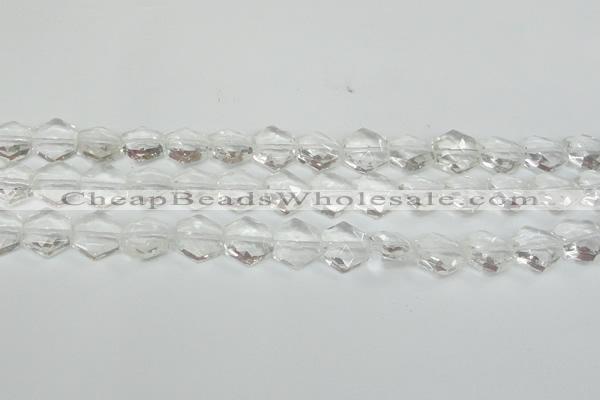CCC750 15.5 inches 14*14mm faceted hexagon natural white crystal beads