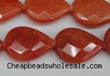 CCN2328 15.5 inches 18*25mm faceted flat teardrop candy jade beads