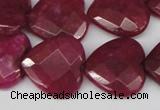 CCN359 15.5 inches 20*20mm faceted heart candy jade beads wholesale