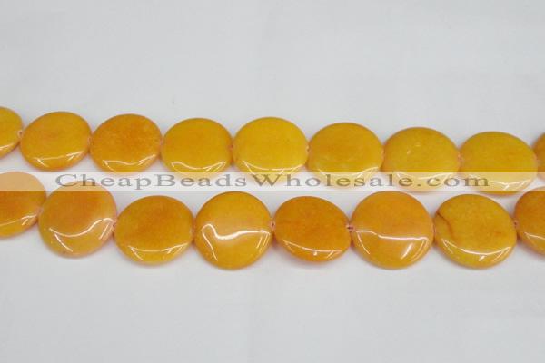 CCN3840 15.5 inches 30mm flat round candy jade beads wholesale