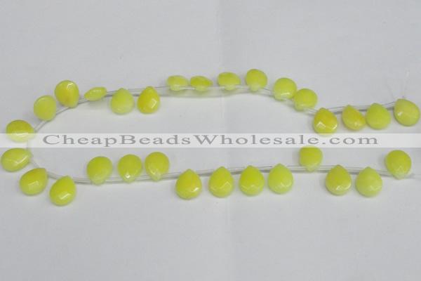 CCN3933 Top-drilled 12*15mm briolette candy jade beads wholesale