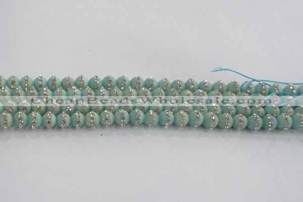 CCN4610 15.5 inches 6mm round candy jade with rhinestone beads