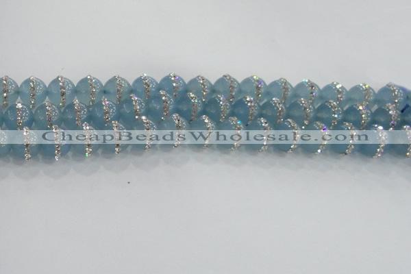 CCN4616 15.5 inches 8mm round candy jade with rhinestone beads