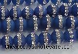 CCN4640 15.5 inches 6mm round matte candy jade with rhinestone beads