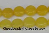 CCN475 15.5 inches 12mm flat round candy jade beads wholesale