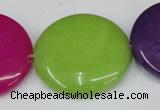 CCN510 15.5 inches 30mm flat round candy jade beads wholesale