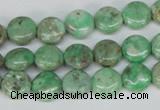 CCO110 15.5 inches 10mm flat round dyed natural chrysotine beads
