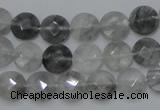 CCQ134 15.5 inches 10mm faceted coin cloudy quartz beads wholesale