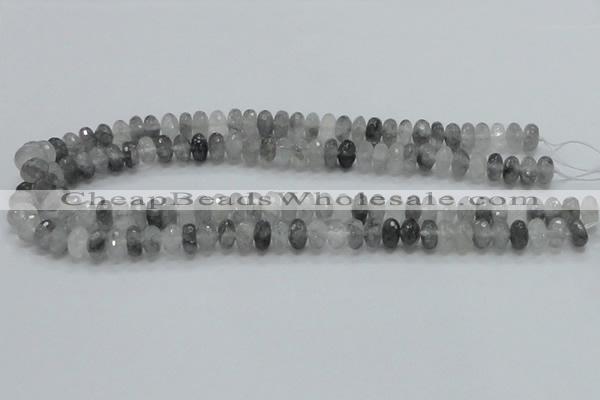 CCQ74 15.5 inches 7*10mm faceted rondelle cloudy quartz beads wholesale