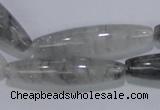 CCQ86 15.5 inches 10*40mm rice cloudy quartz beads wholesale