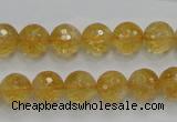 CCR05 15.5 inches 10mm faceted round natural citrine gemstone beads