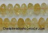 CCR11 15.5 inches 8*14mm faceted rondelle natural citrine gemstone beads