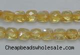 CCR14 15.5 inches 8*8mm faceted square natural citrine gemstone beads