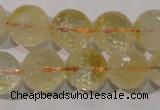 CCR205 15.5 inches 14mm faceted round natural citrine gemstone beads