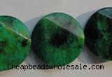 CCS677 15.5 inches 25mm faceted coin dyed chrysocolla gemstone beads