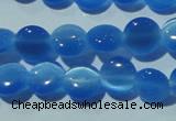 CCT464 15 inches 6mm flat round cats eye beads wholesale