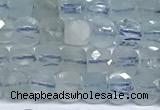 CCU1003 15 inches 4mm faceted cube aquamarine beads