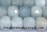 CCU1273 15 inches 6mm - 7mm faceted cube aquamarine beads
