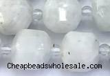 CCU1285 15 inches 9mm - 10mm faceted cube white moonstone beads