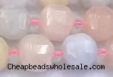 CCU1287 15 inches 9mm - 10mm faceted cube morganite beads
