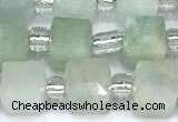 CCU1311 15 inches 7mm - 8mm faceted cube aquamarine beads