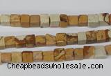 CCU29 15.5 inches 5*5mm cube picture jasper beads wholesale