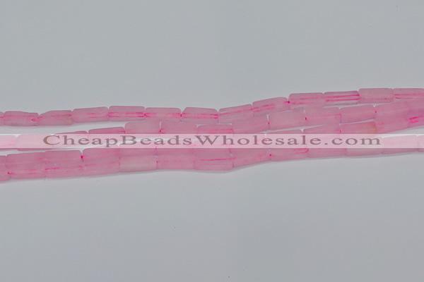 CCU711 15.5 inches 4*13mm cuboid rose quartz beads wholesale