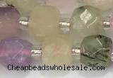 CCU754 15 inches 8*8mm faceted cube mixed quartz beads