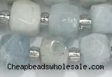 CCU761 15 inches 8*8mm faceted cube aquamarine beads